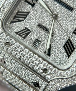 Cartier Santos Iced Out Moissanite Replica Watches BV Factory (11)