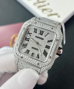 Cartier Santos Iced Out Moissanite Replica Watches BV Factory (11)