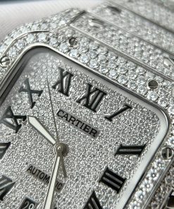 Cartier Santos Iced Out Moissanite Replica Watches BV Factory (11)