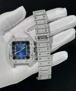 Cartier Santos Iced Out Replica Watches Full Moissanite Diamonds (8)