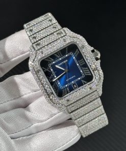 Cartier Santos Iced Out Replica Watches Full Moissanite Diamonds (8)
