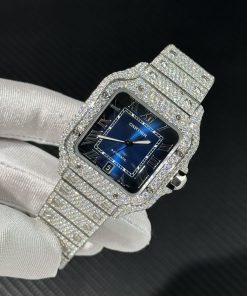 Cartier Santos Iced Out Replica Watches Full Moissanite Diamonds (8)