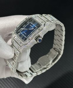 Cartier Santos Iced Out Replica Watches Full Moissanite Diamonds (8)