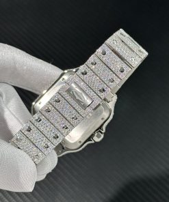 Cartier Santos Iced Out Replica Watches Full Moissanite Diamonds (8)