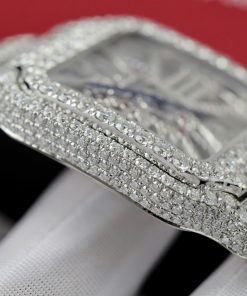 Cartier Santos Large Skeleton WHSA0015 Replica Watch Custom Full Moissanite Diamonds 39 (2)