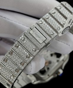 Cartier Santos Large Skeleton WHSA0015 Replica Watch Custom Full Moissanite Diamonds 39 (2)