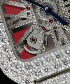 Cartier Santos Large Skeleton WHSA0015 Replica Watch Custom Full Moissanite Diamonds 39 (2)