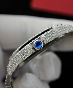 Cartier Santos Large Skeleton WHSA0015 Replica Watch Custom Full Moissanite Diamonds 39 (2)