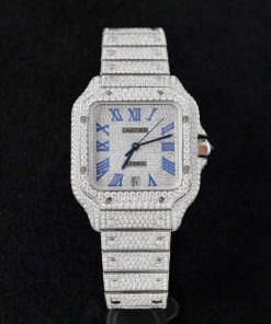 Cartier Santos Replica Watch Custom Moissanite Diamonds Hong Kong 39 (2)