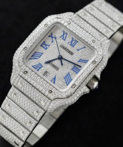 Cartier Santos Replica Watch Custom Moissanite Diamonds Hong Kong 39 (2)