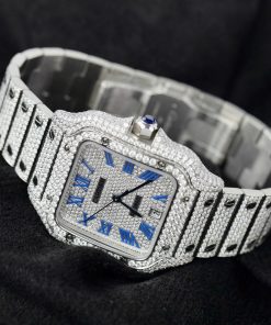 Cartier Santos Replica Watch Custom Moissanite Diamonds Hong Kong 39 (2)