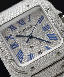 Cartier Santos Replica Watch Custom Moissanite Diamonds Hong Kong 39 (2)