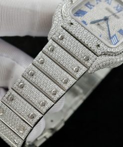 Cartier Santos Replica Watch Custom Moissanite Diamonds Hong Kong 39 (2)