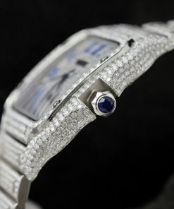 Cartier Santos Replica Watch Custom Moissanite Diamonds Hong Kong 39 (2)