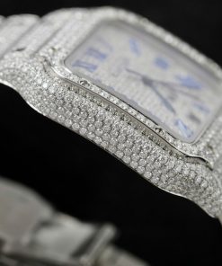 Cartier Santos Replica Watch Custom Moissanite Diamonds Hong Kong 39 (2)