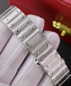Cartier Santos Replica Watch Dial Blue Custom Moissanite Diamonds 39 (2)