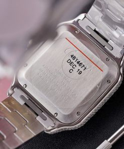 Cartier Santos Replica Watch Dial Blue Custom Moissanite Diamonds 39 (2)