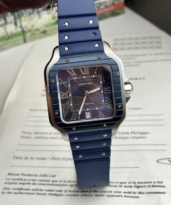 Cartier Santos Replica Watches Blue Rubber Strap BV Factory (9)