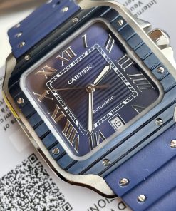 Cartier Santos Replica Watches Blue Rubber Strap BV Factory (9)