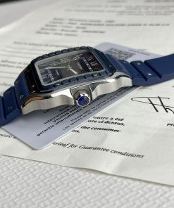 Cartier Santos Replica Watches Blue Rubber Strap BV Factory (9)