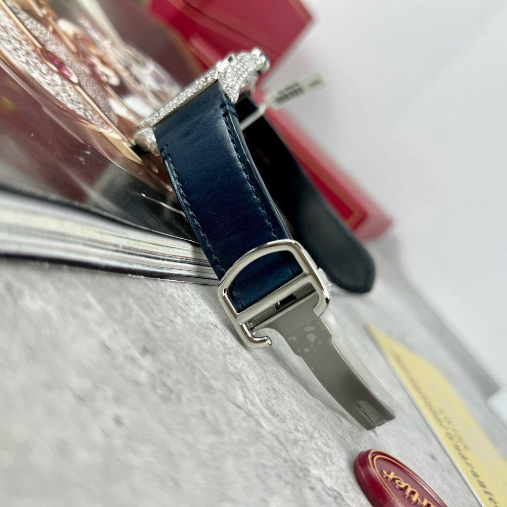 Cartier Santos Replica Watches Custom Diamonds Moissanite Blue (10)