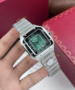 Cartier Santos WSSA0062 Replica Watches Best Quality Green Dial BV Factory (7)