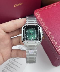 Cartier Santos WSSA0062 Replica Watches Best Quality Green Dial BV Factory (7)