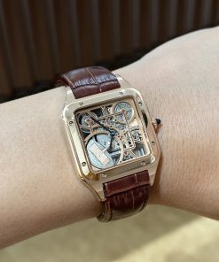 Cartier Santos de Carter Replica Watches Brown Leather Swiss Quartz (4)