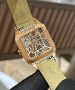 Cartier Santos de Carter Replica Watches Brown Leather Swiss Quartz (4)