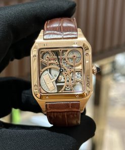 Cartier Santos de Carter Replica Watches Brown Leather Swiss Quartz (4)