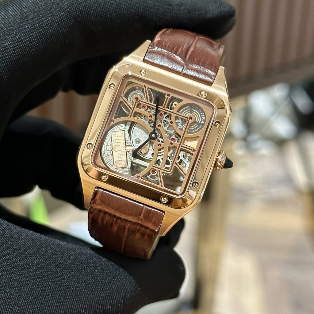 Cartier Santos de Carter Replica Watches Brown Leather Swiss Quartz (4)