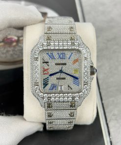 Cartier Santos de Cartier Diamonds Swarovski Replica Watches (1)