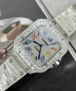 Cartier Santos de Cartier Diamonds Swarovski Replica Watches (1)