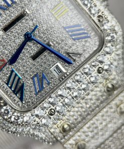 Cartier Santos de Cartier Diamonds Swarovski Replica Watches (1)
