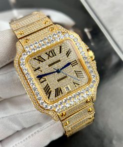 Cartier Santos de Cartier Full Diamonds Replica Watches (1)