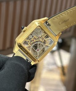 Cartier Santos de Cartier Replica Watches Black Leather (1)