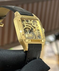 Cartier Santos de Cartier Replica Watches Black Leather (1)