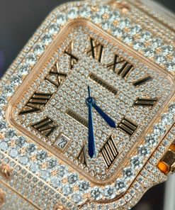 Cartier Santos de Cartier Replica Watches Rose Gold Full Diamonds (1)