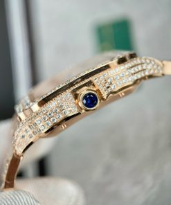 Cartier Santos de Cartier Replica Watches Rose Gold Full Diamonds (1)