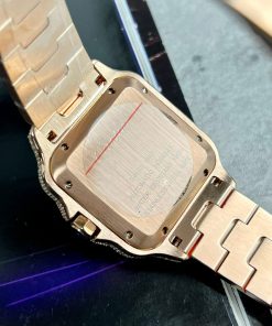 Cartier Santos de Cartier Replica Watches Rose Gold Full Diamonds (1)