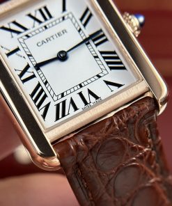 Cartier Tank Solo Best Replica Watch Brown Leather Strap Quartz Movement (9)