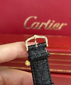 Cartier Tank Solo Custom Bezel Diamonds Black Leather Strap (1)
