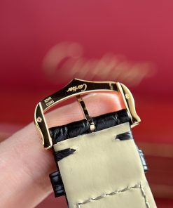 Cartier Tank Solo Custom Bezel Diamonds Black Leather Strap (1)