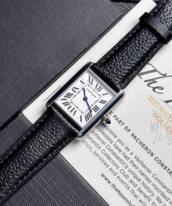 Cartier Tank Solo Replica Watches AF Factory Black Leather Strap (1)