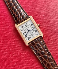 Cartier Tank W5200026 Replica Watches Rose Gold Brown Leather 31x41mm (1)