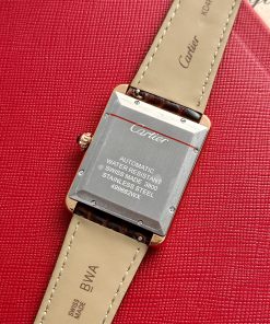Cartier Tank W5200026 Replica Watches Rose Gold Brown Leather 31x41mm (1)