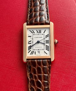 Cartier Tank W5200026 Replica Watches Rose Gold Brown Leather 31x41mm (1)