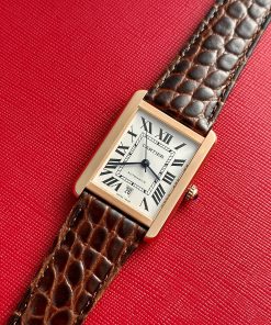 Cartier Tank W5200026 Replica Watches Rose Gold Brown Leather 31x41mm (1)