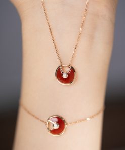 Cartier Women Bracelet Necklace Set Custom Natural Diamond Rose Gold 18k (2)