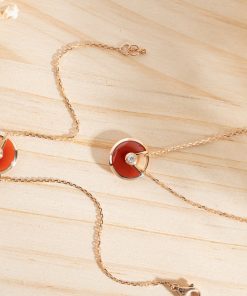 Cartier Women Bracelet Necklace Set Custom Natural Diamond Rose Gold 18k (2)